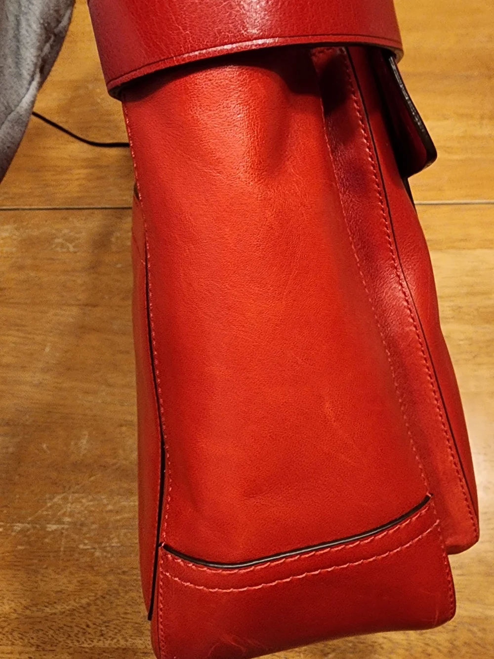 red leather Reed Krakoff Boxer tote bag distinctive front belt detail